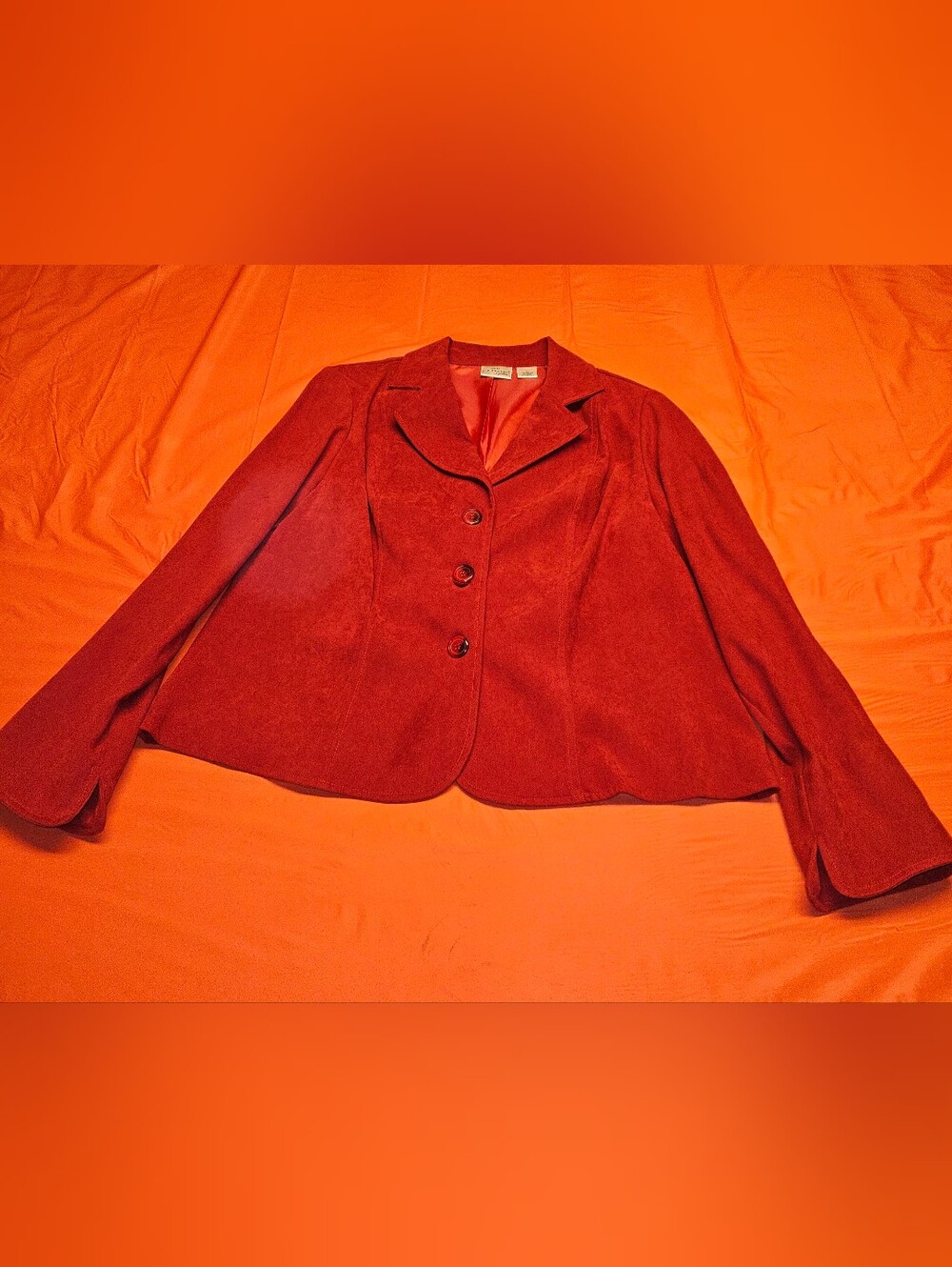 Kim Rogers Signature Vintage Red Three Button Tailored Blazer Jacket L/P EUC